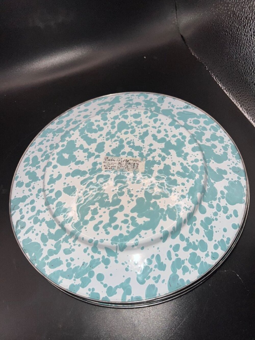 Golden Rabbit Sea Glass Swirl plates and gray platter Enamelware Set Outdoor - Picture 9 of 12